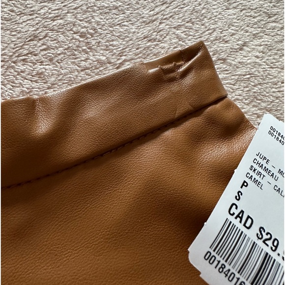 NWT Forever21 Cognac Faux Leather Midi Circle Skirt - Size Small - Picture 10 of 10